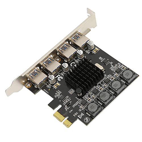 Akozon PCIE-zu-USB-Erweiterungskarte, PC-Hochgeschwindigkeits-USB3.0-Hub-Controller mit Eigener Stromversorgung für Win I E PCIE-Karte 4 3.0-Ports 5 Gbit/s von Akozon