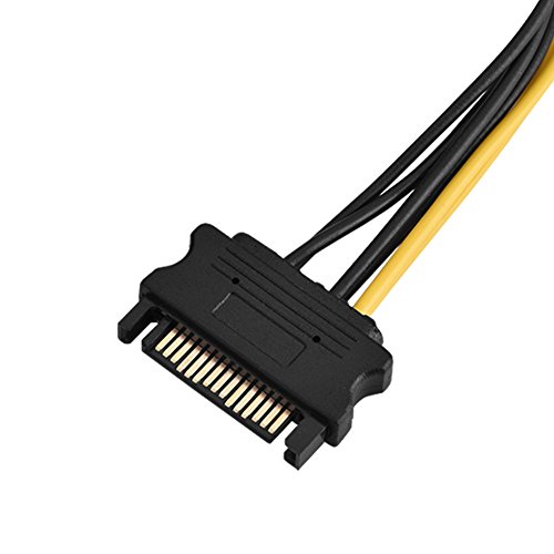 Akozon PCIe 8-Pin-Adapter SATA, 15-Pin-Stromadapterkabel SATA-Stecker Power PCI-E Pin auf Buchse PCI Express 0,2 m Buchse auf Stecker Adapter (einzelnes 20 cm Kabel) von Akozon