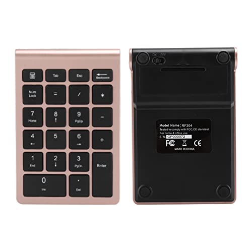 Akozon RF304 22 Tasten, 2,4 G Kabellose -Taste, Numerische Tastatur, USB-Akku, Versand, Rosafarbene Tastatur mit Empfänger, Roségold (Roségold) von Akozon