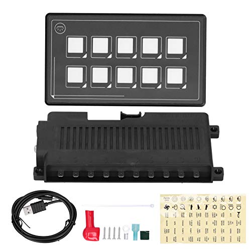 Akozon Schaltpanel 12V, 10P Membran Bedienfeld Schalter Panel Boot Wasserdicht Bluetooth APP-Steuerung mit Hintergrundbeleuchtungsmodul LED-Touch Eingebautes PPTC für RV Boot Schalttafel von Akozon