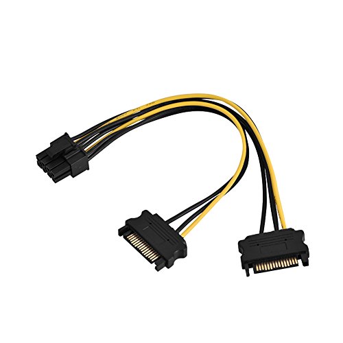 Akozon Single SATA Kabel, 15 Pin Single SATA Männlich Bis 8 Power Express Netzteil Adapter Kabel 0,2 M in der Lage, Video Weiblich PCI-E PCI (Dual-SATA 0,2 m) von Akozon
