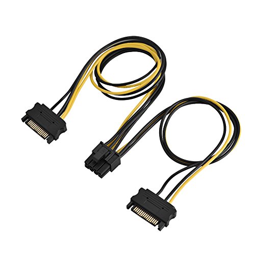 Akozon Single SATA Kabel, 15 Pin Single SATA Männlich Bis 8 Power Express Netzteil Adapter Kabel 0,2 M in der Lage, Video Weiblich PCI-E PCI (Dual-SATA 0,4 m) von Akozon