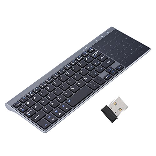Akozon Slim Wireless Keyboard 2, tragbare schlanke 2,4-GHz-Wireless-Tastatur mit 4-GHz-Touchpad für PC, Notebook, TV-Box, Touchpad, Computer, Outdoor-Reisen von Akozon