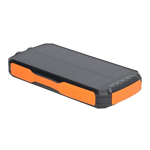 Solar Power Bank, Orange 25000 MAh Helle Taschenlampe Tragbare 1,7 W Panel Batterie für Wandern Camping Reise Ladegerät Tablets Outdoor von Akozon