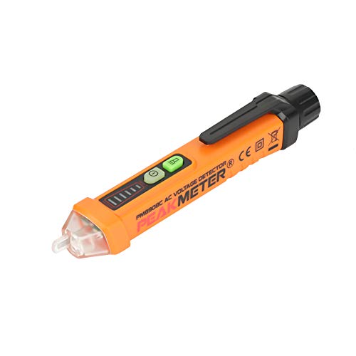 Akozon Spannungsprüfer PEAKMETER PM8908C NCV Detektor Spannungsprüfer Stift AC12-1000V Durchgangsprüfer einstellbare Empfindlichkeit mit LED-Taschenlampe von Akozon