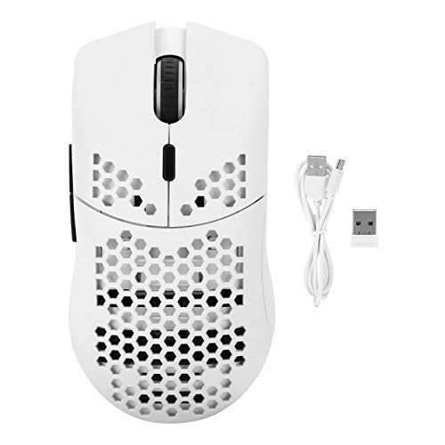 Akozon T66 Kabellose Gamer-Maus, HXSJT66 USB-Draht-Hohl-Computer-Gaming-Maus mit tragbarer 2 4-GHz-PC-Maus für Laptop (Weiß) Wabengehäuse-Design 2,4 G von Akozon