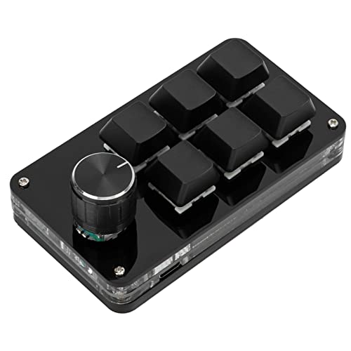 Akozon Tastatur, 6-Tasten-Gaming-Tastatur, Shortcut, Programmierbare Tastatur mit Knopf, Einhändig, Mechanisch, Multifunktional, 6 (Black) von Akozon