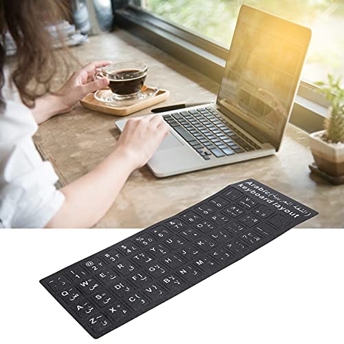 Akozon Tastaturaufkleber Arabisch Wasserdicht Schwarzer Hintergrund für Notebook Desktop PC Computer Arabischer Tastaturaufkleber für HP Laptop von Akozon