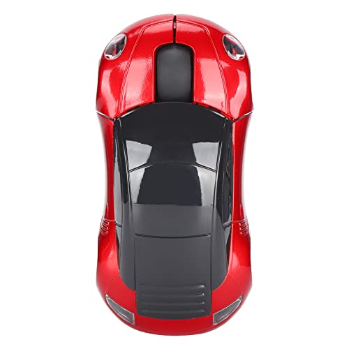 Akozon Tragbare Kabellose 2,4-G-Maus in Smart-Car-Form, Kabellos mit USB-Empfänger, für den Einsatz Im Büro, Laptop, Computer und Tablet (Rot) von Akozon