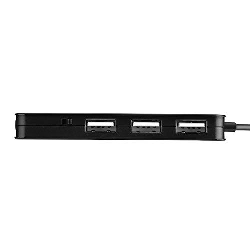 Akozon USB 2.0 Hub 3-Port-Splitter mit Kopfhörermikrofon und 7.1-Kanal-Soundadapter für Laptops, Tablets, Ultrabooks – Weiß/Schwarz (Schwarz) von Akozon