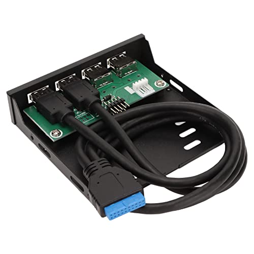 Akozon USB 3.0-Hub an der Vorderseite, 4 Anschlüsse, mit USB 3.0, USB 2.0, Interner PC-Kombi-Halterungsadapter für Computergehäuse, Desktop, 3,5-Zoll-Diskettenschacht, von Akozon