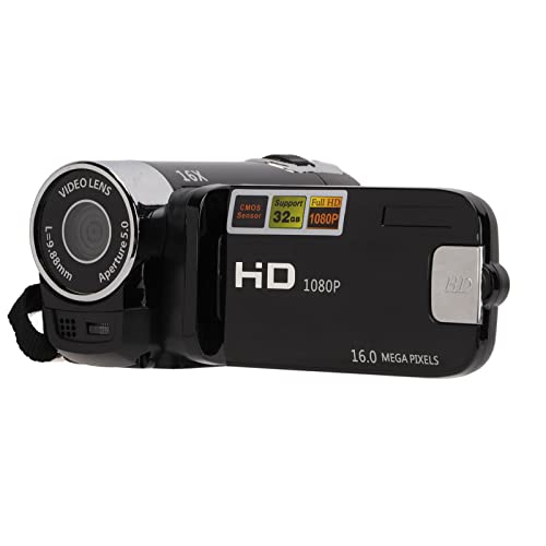 Akozon Videokamera-Camcorder, Hochauflösende Kamera, Full HD 4K, 48 MP, Kamerarecorder, 270°-Drehung, 2,7-Zoll-Farbbildschirm, 16-facher Zoom, Digitale Camcorder (Black) von Akozon