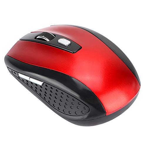 Akozon Wi-Fi-Maus, 2,4 G, USB-Wi-Fi-Mäuse, Ergonomisch, Optisch, Laptop, Laptop, PC, Kabellose Maus mit Empfänger, 6 Tasten, 1200 DPI für, Tolle Stromersparnis (Rot) von Akozon