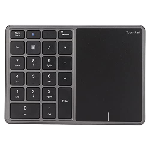 Akozon Wi-Fi-Ziffernblock, 22 Tasten, 2,4 G Tastatur mit Touchpad, Art-C-Schnittstelle, Anleitung für Win, für IOS, für, für OS X-Systeme (Grey) von Akozon