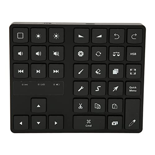 Akozon Zeichentastatur mit 35 Tasten, Wiederaufladbare Tastatur für Verknüpfungen, 35 Ziffern, Stabile Verbindung, Treiberfreies Kabelloses Tablet, Bluetooth mit 4 Soft Rubber Home Office von Akozon