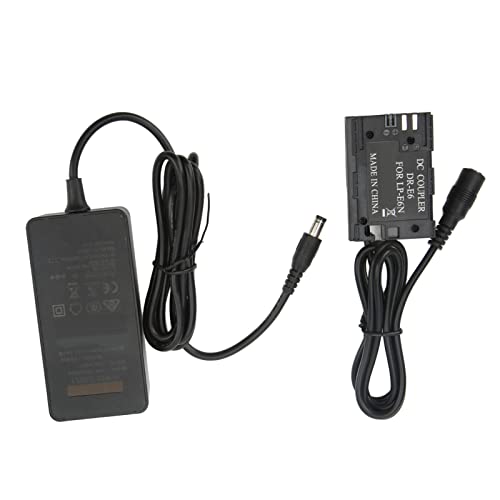 Dummy-Akku DC-Koppler-Kit Dummy-Akku für Mark II III IV 6D 7D Digitalkamera AC100‑240 V ACK E6 DR E6 DC-Koppler AC-Netzadapter LP E6N von Akozon