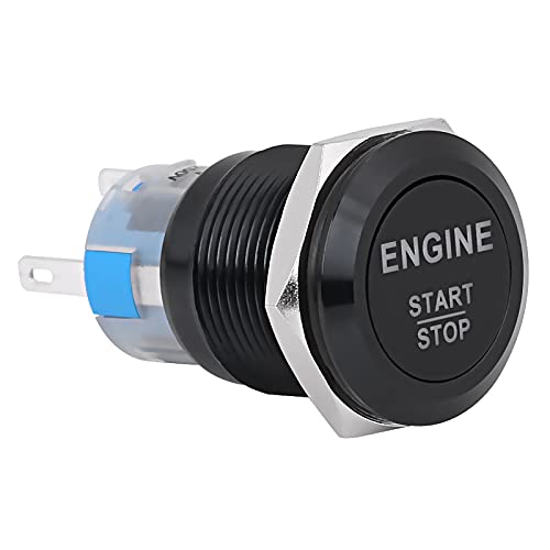 Fydun Motorstartschalter 12V Drucktaster Schalter LED Auto Motorstartstopp Druckschalter(Schwarz Zink aluminiumlegierung) von Fydun