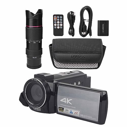 HDR AE8 DV-Kamera, HDR 4K HD WiFi Digitalvideo 3,0-Zoll-Bildschirm für WiFi-Camcorder 16-facher Intelligenter Zoom Nr. 1 IPS-Camcorder mit Teleobjektivunterstützung für von Akozon