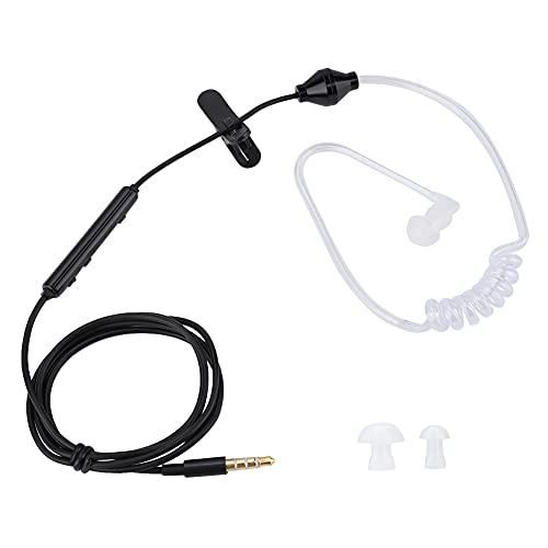In-Ear-Headsets, Ohrhörer mit Mikrofon, Mobilfunkstrahlung, Luftschlauch, Sicherheitskabel und Weiß für IOS und Android, Schwarzes Kabel, weiß (Schwarze Linie, weiße Röhre) von Akozon