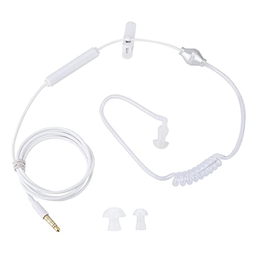 In-Ear-Headsets, Ohrhörer mit Mikrofon, Mobilfunkstrahlung, Luftschlauch, Sicherheitskabel und Weiß für IOS und Android, Schwarzes Kabel, weiß (Weiss) von Akozon