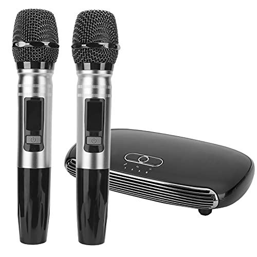 K8 Karaoke-Maschine, 100–240 V USB Wireless Karaoke Bluetooth 2 Mikrofone, keine Soundkarte, Mikrofon, Heim-TV, Handy, Schwarz, EU-Stecker, Kabel, tragbarer Lautsprecher, PA-System von Akozon