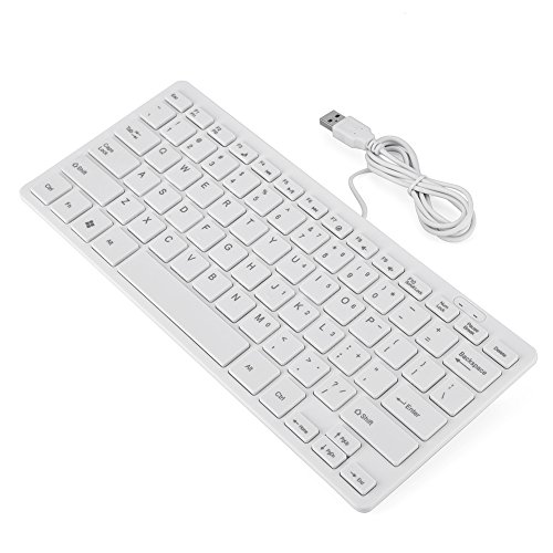Kabelgebundene Tastatur 78 Tasten, Ultra Slim USB Kabelgebundene Tastatur mit Tasten für Computer Desktop Laptop Design (Weiß) Ultradünner Bogenwinkel Computer Desktop PC von Akozon