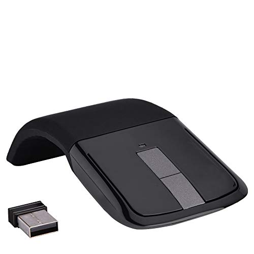 Kabellose faltbare Touch-Maus, 2,4 GHz No Arc Gaming Bends USB-Empfänger für PC Notebook Smart TV Schwarz Photoelektrisch Ergonomisch 1000 DPI mit für PC TV(Schwarz) von Akozon