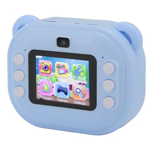 Kinder-Sofortdruckkamera mit Zwei Objektiven, 24 MP, 1080 P, 2-Zoll-HD-Bildschirm mit 32 GB Speicherkarte, Rosa, Weihnachts- und Geburtstagsgeschenk (hellblau) von Akozon