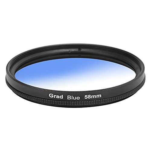 Linsenfilter 58mm Verlaufsfilter Mehrschichtige Beschichtung Wasserdichter Gradueller Farblinsenfilter Für Canon Kamerafilter für Verschiedene Effekte(Farbverlauf blau) von Akozon