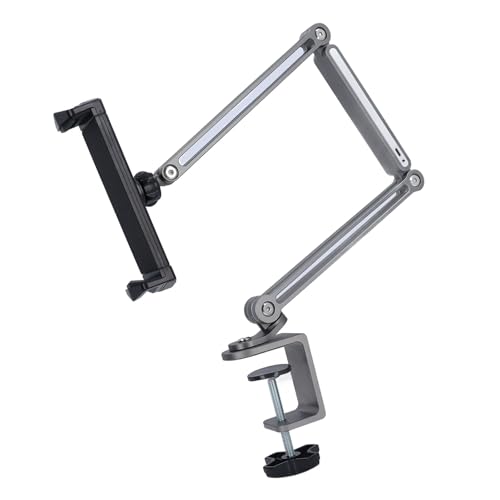 Metallbett Telefonhalter Klemme 360 ​​-Grad -Rotation Faltbarer Schreibtisch Long Arm Mount Verstellbares Licht -Telefon -Tablet für Home Office -Nutzung (Grey) von Akozon