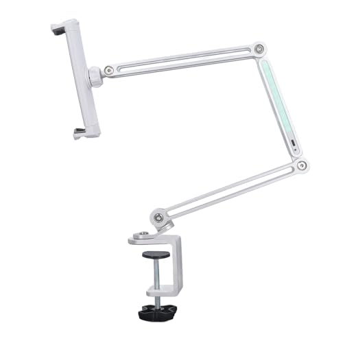 Metallbett Telefonhalter Klemme 360 ​​-Grad -Rotation Faltbarer Schreibtisch Long Arm Mount Verstellbares Licht -Telefon -Tablet für Home Office -Nutzung (Silver) von Akozon