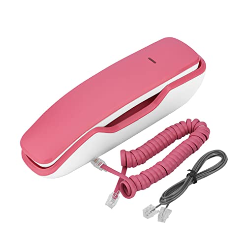 Rosa Festnetztelefon, klarer Ton, Wandtelefon, Pause, Stumm, kabelgebundene Erinnerung, rosa Farbe – fest mit Wandmontage für Heimgeräuschunterdrückungsfunktion, kann auf einem Schreibtisch von Akozon