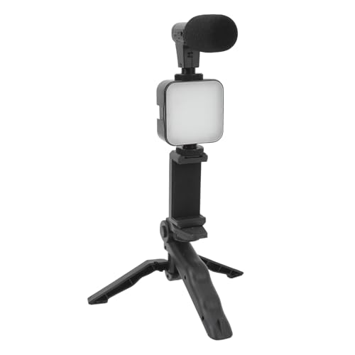Smartphone-Video-Vlog-Kit, Smartphone-Video-Mikrofon-Kit, LED-Fülllicht, Stativ-Mikrofon-Controller, Rauschunterdrückung für Telefon, Kamera, Computer von Akozon