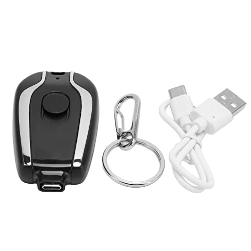 Tragbares Schlüsselanhänger-Ladegerät, Andriod USB C -Notfall-Powerbank für Mobiltelefone, Schnelles Aufladen, 1500 MAh (BLACK) von Akozon
