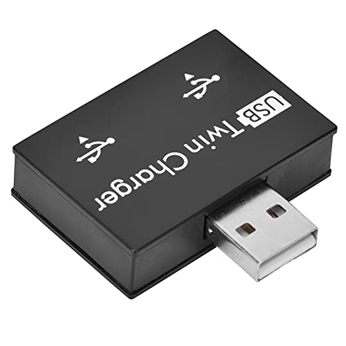 USB2.0-Hub, USB 2.0-Stecker auf 2-Port-Dual-Ladegerät, Aluminiumlegierung + PC, Kleiner, tragbarer, robuster, langlebiger Anschluss-Splitter-Adapter, Konverter-Hub (schwarz), transparenter Konverter von Akozon