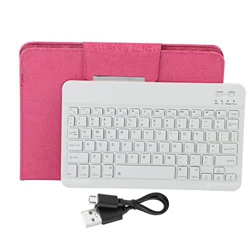 Universelle kabellose 2-in-1-Tastatur, 10-Zoll-Tastatur, PU-Ledertasche mit Bluetooth-Ständer, Großbild-Tablet-Kit, Mobiltelefon (10-Zoll-Tastatur, rote PU-Hülle), -BT3.0-Hülle von Akozon