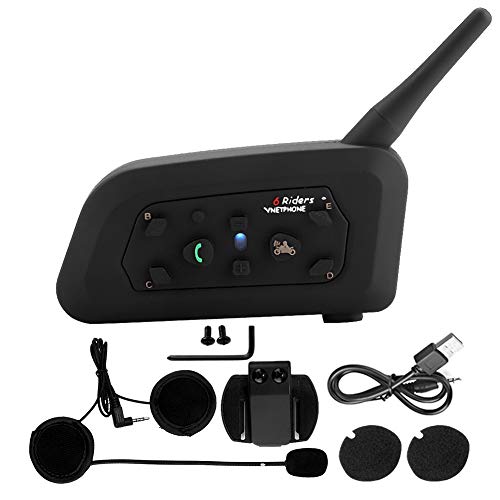 Vnetphone V6-1200 Motorrad Bluetooth Intercom Freisprecheinrichtung Kopfhörer für 6 Personen von Akozon