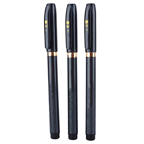 plumones pentel touch, 3 pièces chinois japonais calligraphie Shodo pinceau Taille de brosse Pen- d'encre Noir encre stylo écriture dessin artisanat SG pour les débutants d'écriture éclaire Signatur von Akozon