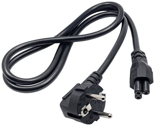 Akyga Strom Adapterkabel [1x Schutzkontakt-Stecker - 1x Kleeblatt-Buchse C5] 1.00m Schwarz von Akyga