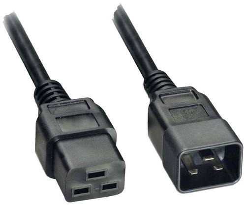 Akyga Strom Anschlusskabel [1x Kaltgeräte-Buchse C19 - 1x Kaltgeräte-Stecker C20] 1.80m Schwarz von Akyga
