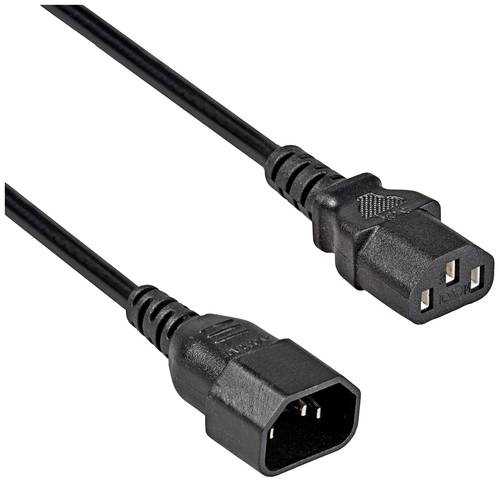 Akyga Strom Anschlusskabel [1x Kaltgeräte-Stecker C14 - 1x Kaltgeräte-Buchse C13] 3m Schwarz von Akyga