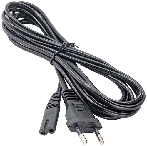 Akyga Strom Anschlusskabel [1x Kleingeräte-Buchse C7 - 1x Euro-Stecker] 3.00m Schwarz von Akyga