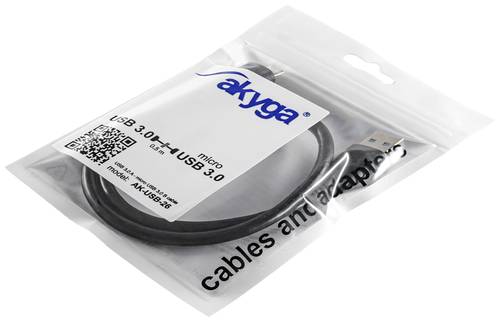 Akyga USB-Kabel USB-A Stecker, USB-Micro-B 3.0 Stecker 0.50m Schwarz AK-USB-26 von Akyga