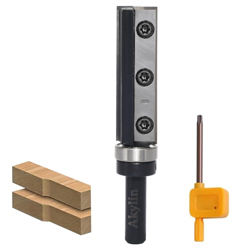 AKYLIN Wendeplatten Bündigfräser 8mm Schaft,Bündigfräser Oberfräse mit Austauschbare Hartmetall Klinge Kugellager Holzfräser für Kantenbearbeitung AKYLIN Wendeplatten Bündigfräser 8mm Schaft,Bündigfräser Oberfräse mit Austauschbare Hartmetall Klinge Kugellager Holzfräser für Kantenbearbeitung von Akylin
