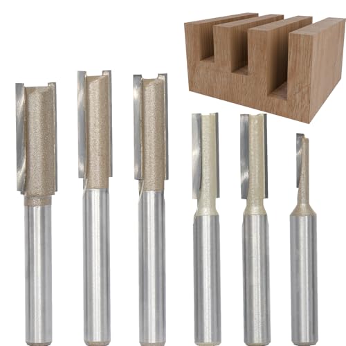 Akylin 6-teiliges gerades Oberfräsen-Bit-Set, 1/4-Zoll-Schaft, Schnittdurchmesser: 0,3 cm, 2 Stück x 0,6 cm, 2 Stück x 5/16 Zoll, 3/8 Zoll Hartmetallbestückter Doppelrillen-gerader Schneider für Akylin 6-teiliges gerades Oberfräsen-Bit-Set, 1/4-Zoll-Schaft, Schnittdurchmesser: 0,3 cm, 2 Stück x 0,6 cm, 2 Stück x 5/16 Zoll, 3/8 Zoll Hartmetallbestückter Doppelrillen-gerader Schneider für von Akylin