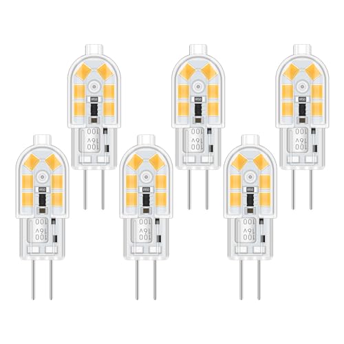 Akynite Einbaustrahler G4 LED 12V 2W Neutralweiß 4000K, G4 10W 20W Halogenlampe Ersatz, AC/DC 12V LED G4 Stiftsockellampe Neutralweiss für Dunstabzugshaube Lampe, nicht dimmbar, 6er-Set von Akynite