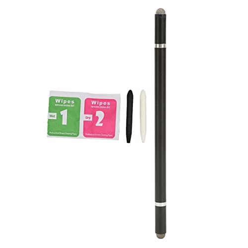 Aladeno Stylus 4-in-1-Eingabestift für Touchscreen-Eingabestifte mit 2 Faserspitzen, hohe Empfindlichkeit und Präzision, Stylistenstifte für Touchscreens, kompatibel mit Allen (Black) von Aladeno