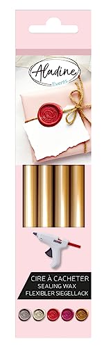 Aladine - 4 Wachsstifte Gold Gold – Siegel Wachs – für Wachspistole – Ideal für Hochzeit, Taufe, Geburt, Briefe, Speisekarten & Geschenke von Aladine