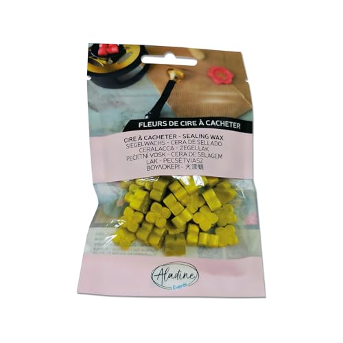 Aladine - 60 Wachsperlen zum Übermalen – Gelb Mimosa Perlmutt – zum Erstellen von Wachssiegeln – Wachsblumen – für Hochzeit, Geburt, Briefe, Post, Menüs & Geschenke – 72610 von Aladine