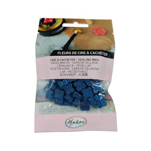 Aladine - 72641 Wachsperlen zum Beschriften – Schieferblau Perlmutt – zum Erstellen von Wachssiegeln – Wachsblumen – für Hochzeit, Geburt, Briefe, Post, Menüs & Geschenke, 60 Stück von Aladine